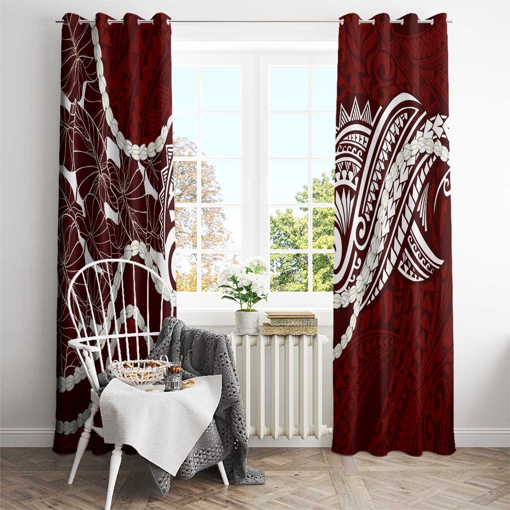 Aloha Hawaii Kalo Pikake Lei Window Curtain Chest Tattoo Oxblood Hawaiian Pattern LT14 - Polynesian Pride