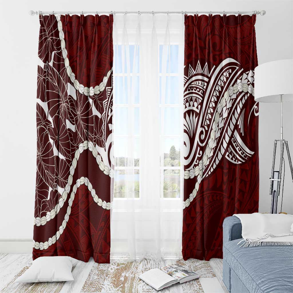 Aloha Hawaii Kalo Pikake Lei Window Curtain Chest Tattoo Oxblood Hawaiian Pattern LT14 - Polynesian Pride