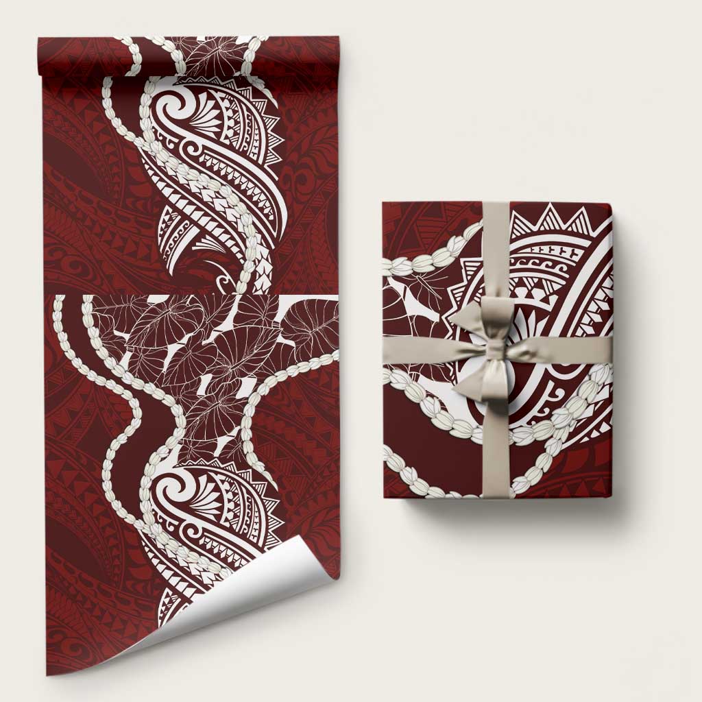 Aloha Hawaii Kalo Pikake Lei Wrapping Paper Chest Tattoo Oxblood Hawaiian Pattern