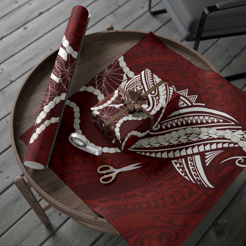 Aloha Hawaii Kalo Pikake Lei Wrapping Paper Chest Tattoo Oxblood Hawaiian Pattern