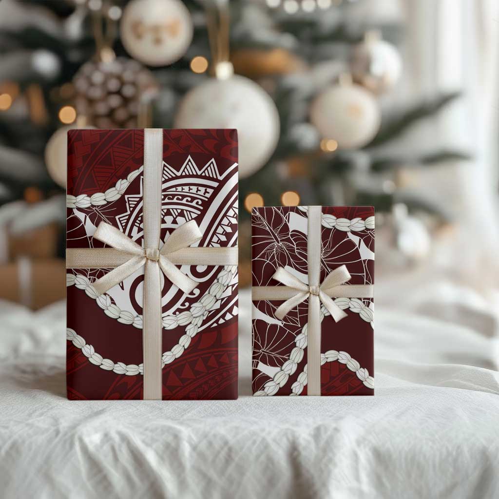Aloha Hawaii Kalo Pikake Lei Wrapping Paper Chest Tattoo Oxblood Hawaiian Pattern