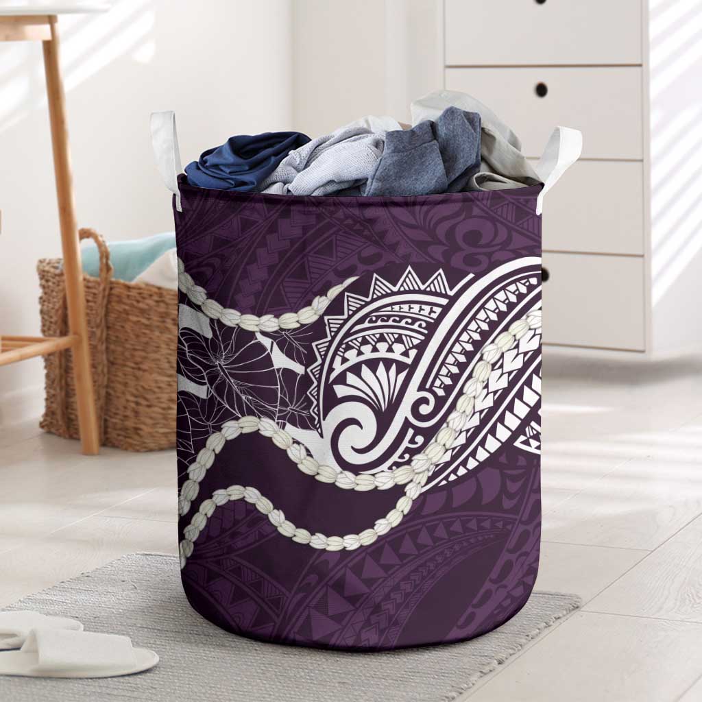 Aloha Hawaii Kalo Pikake Lei Laundry Basket Chest Tattoo Purple Hawaiian Pattern LT14 Purple - Polynesian Pride