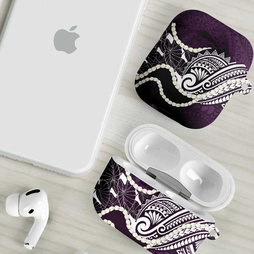 Aloha Hawaii Kalo Pikake Lei AirPods Case Chest Tattoo Purple Hawaiian Pattern