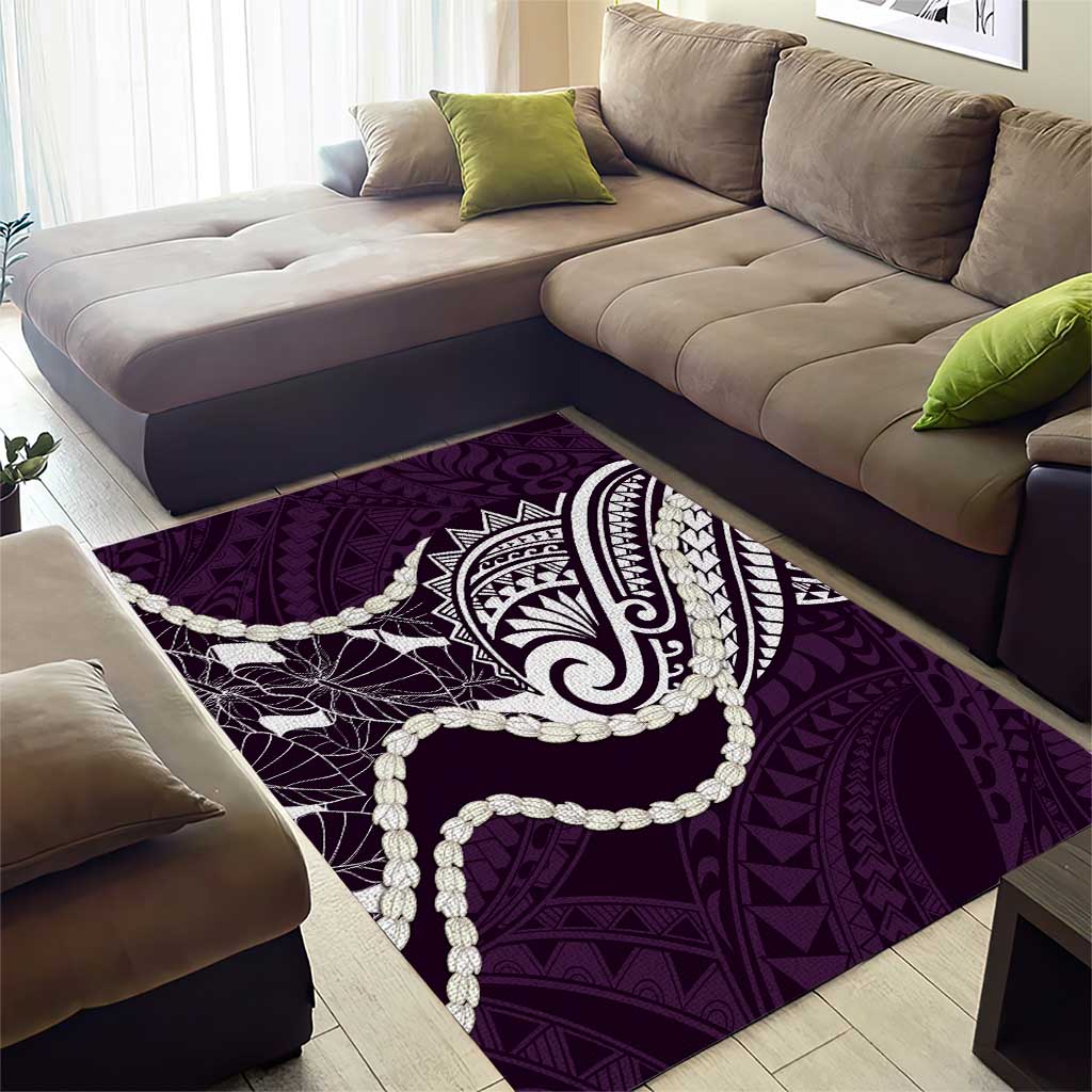 Aloha Hawaii Kalo Pikake Lei Area Rug Chest Tattoo Purple Hawaiian Pattern LT14 - Polynesian Pride
