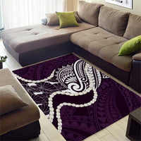 Aloha Hawaii Kalo Pikake Lei Area Rug Chest Tattoo Purple Hawaiian Pattern LT14 - Polynesian Pride