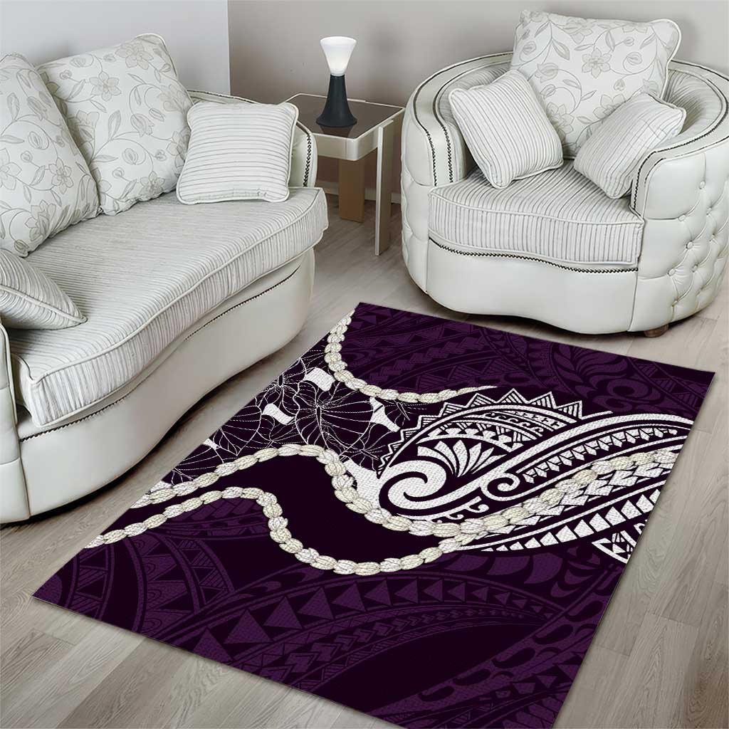 Aloha Hawaii Kalo Pikake Lei Area Rug Chest Tattoo Purple Hawaiian Pattern LT14 - Polynesian Pride