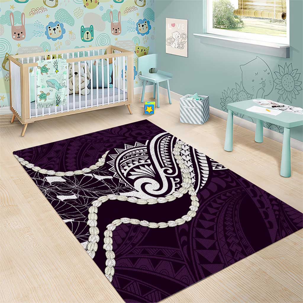 Aloha Hawaii Kalo Pikake Lei Area Rug Chest Tattoo Purple Hawaiian Pattern LT14 - Polynesian Pride