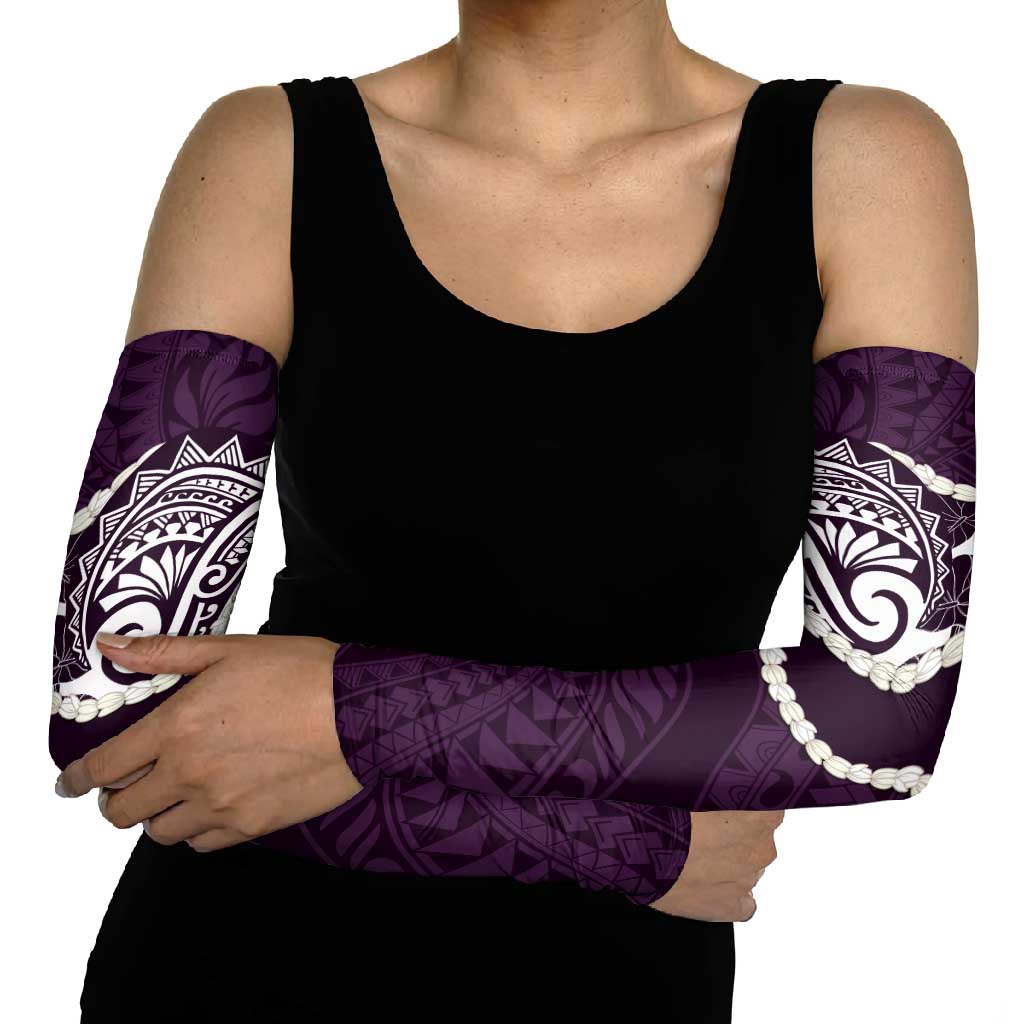 Aloha Hawaii Kalo Pikake Lei Arm Sleeves Chest Tattoo Purple Hawaiian Pattern