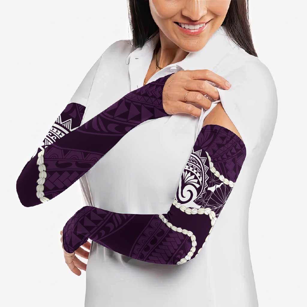 Aloha Hawaii Kalo Pikake Lei Arm Sleeves Chest Tattoo Purple Hawaiian Pattern