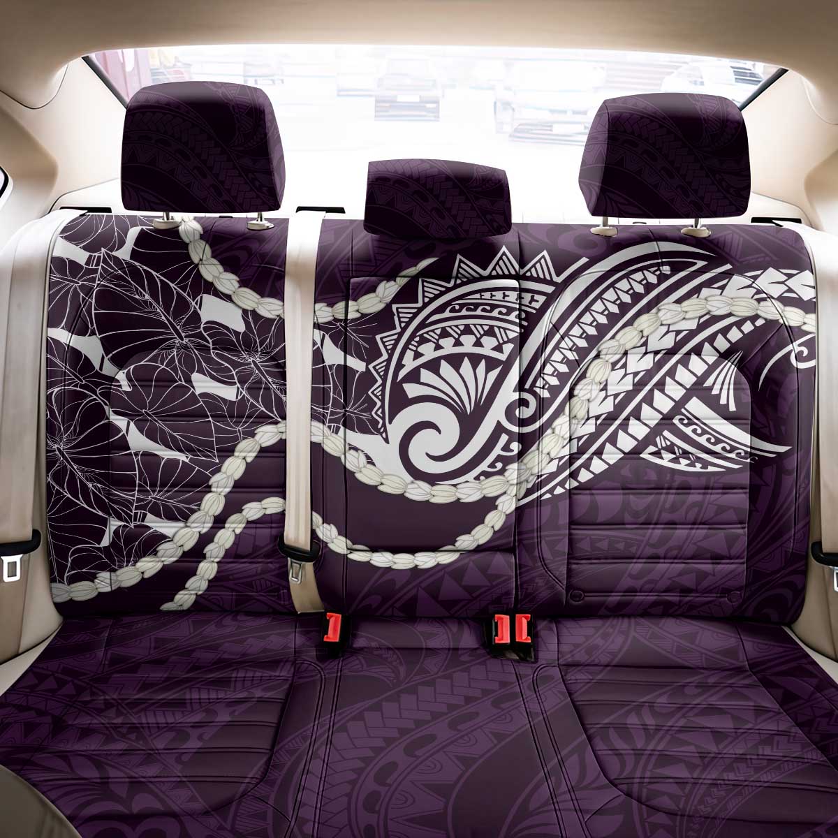 Aloha Hawaii Kalo Pikake Lei Back Car Seat Cover Chest Tattoo Purple Hawaiian Pattern LT14 - Polynesian Pride
