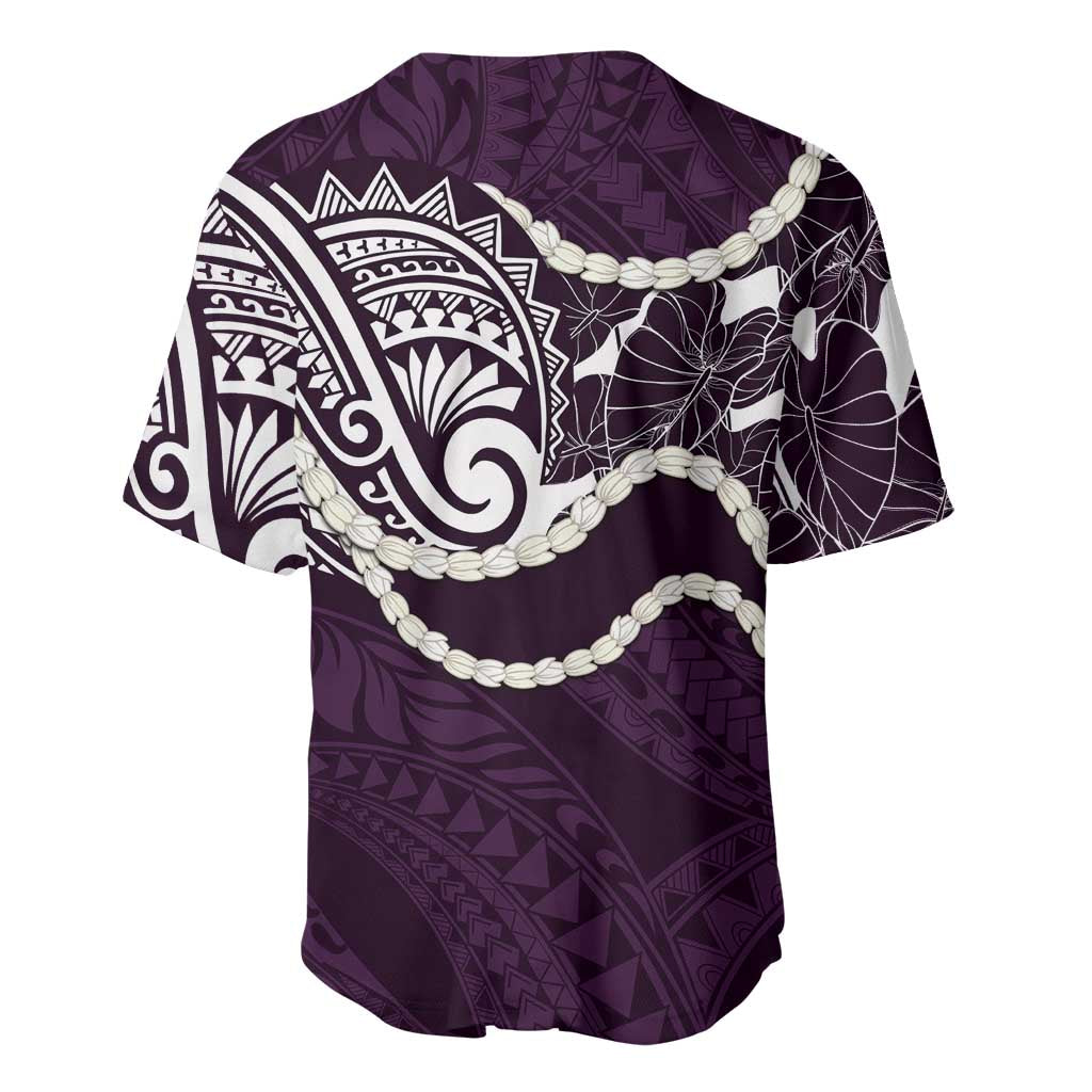 Aloha Hawaii Kalo Pikake Lei Baseball Jersey Chest Tattoo Purple Hawaiian Pattern LT14 - Polynesian Pride