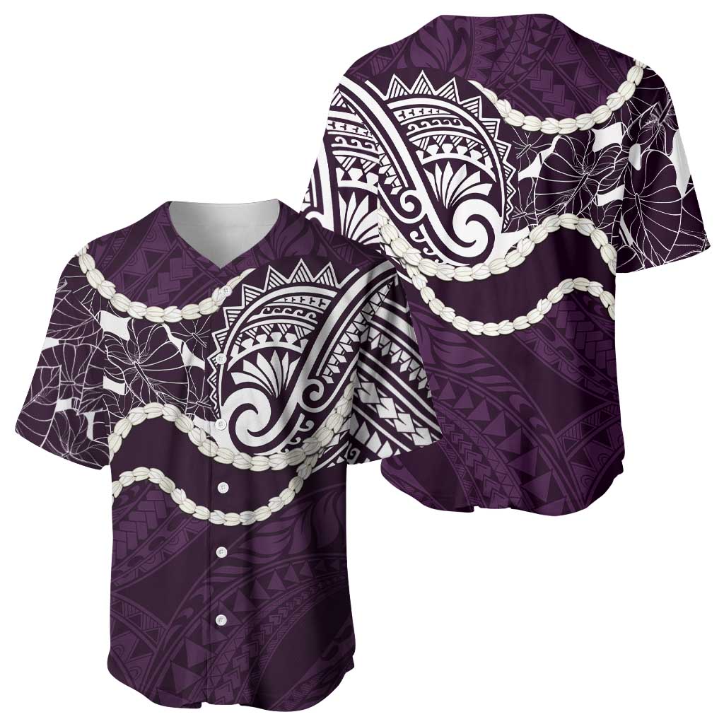Aloha Hawaii Kalo Pikake Lei Baseball Jersey Chest Tattoo Purple Hawaiian Pattern LT14 - Polynesian Pride