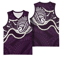 Aloha Hawaii Kalo Pikake Lei Basketball Jersey Chest Tattoo Purple Hawaiian Pattern LT14 - Polynesian Pride