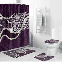 Aloha Hawaii Kalo Pikake Lei Bathroom Set Chest Tattoo Purple Hawaiian Pattern LT14 Bathroom Set (4 pcs) Purple - Polynesian Pride