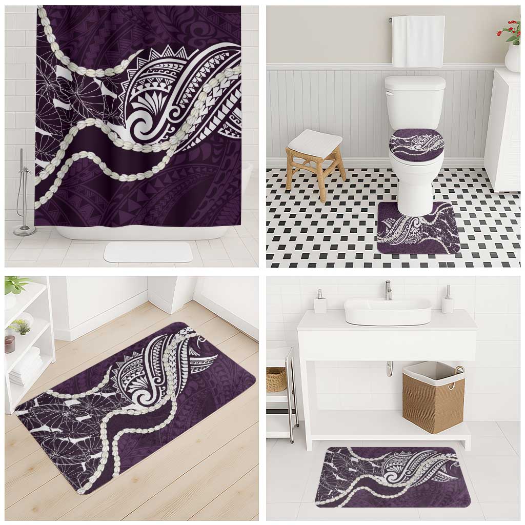 Aloha Hawaii Kalo Pikake Lei Bathroom Set Chest Tattoo Purple Hawaiian Pattern LT14 - Polynesian Pride