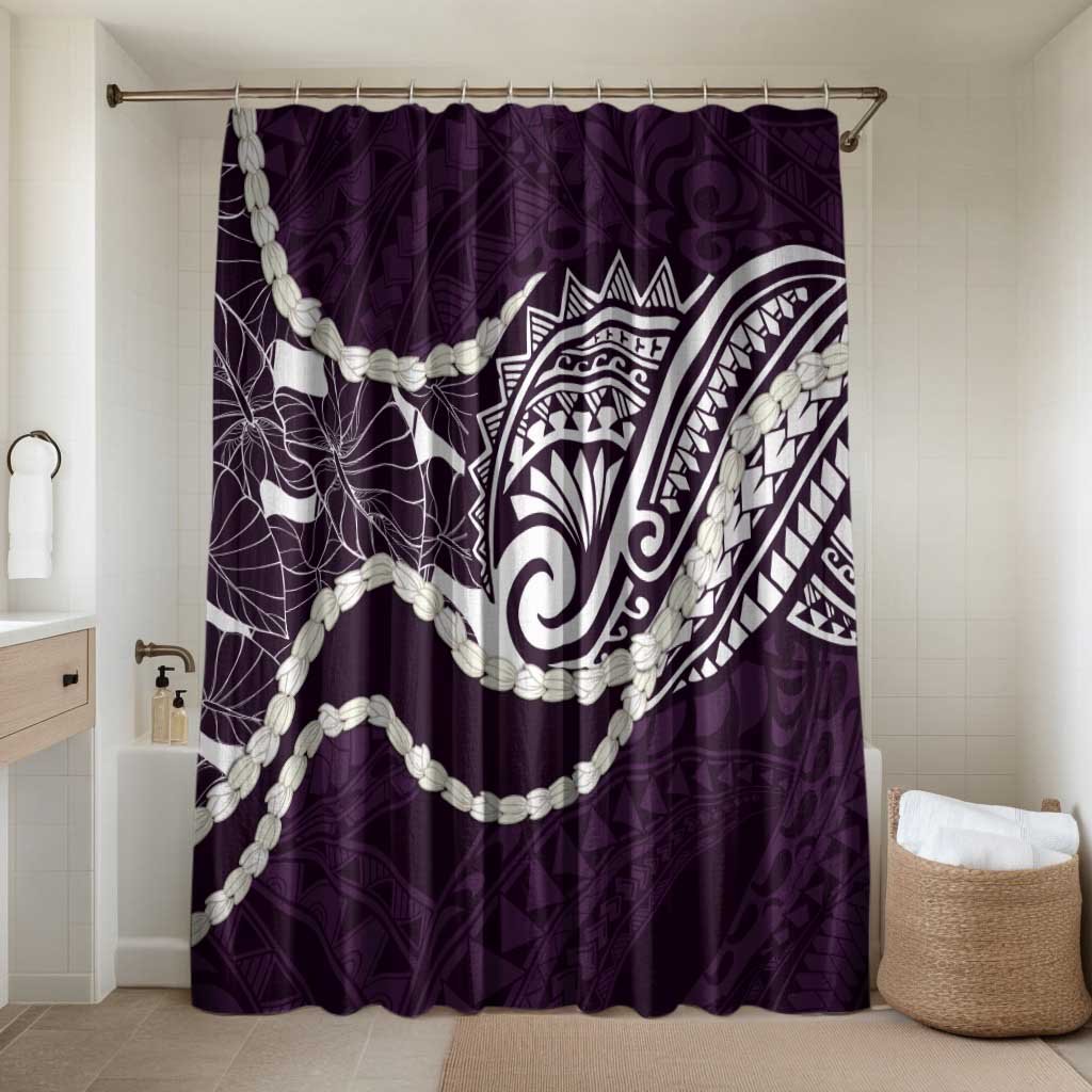 Aloha Hawaii Kalo Pikake Lei Bathroom Set Chest Tattoo Purple Hawaiian Pattern LT14 Shower Curtain Only Purple - Polynesian Pride