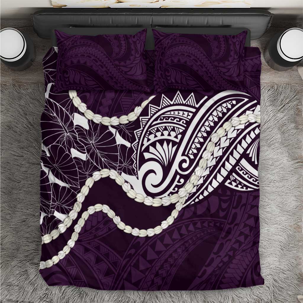 Aloha Hawaii Kalo Pikake Lei Bedding Set Chest Tattoo Purple Hawaiian Pattern LT14 Purple - Polynesian Pride