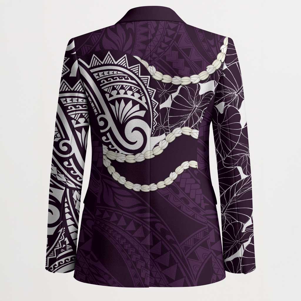 Aloha Hawaii Kalo Pikake Lei Blazer Chest Tattoo Purple Hawaiian Pattern LT14 - Polynesian Pride