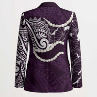 Aloha Hawaii Kalo Pikake Lei Blazer Chest Tattoo Purple Hawaiian Pattern LT14 - Polynesian Pride