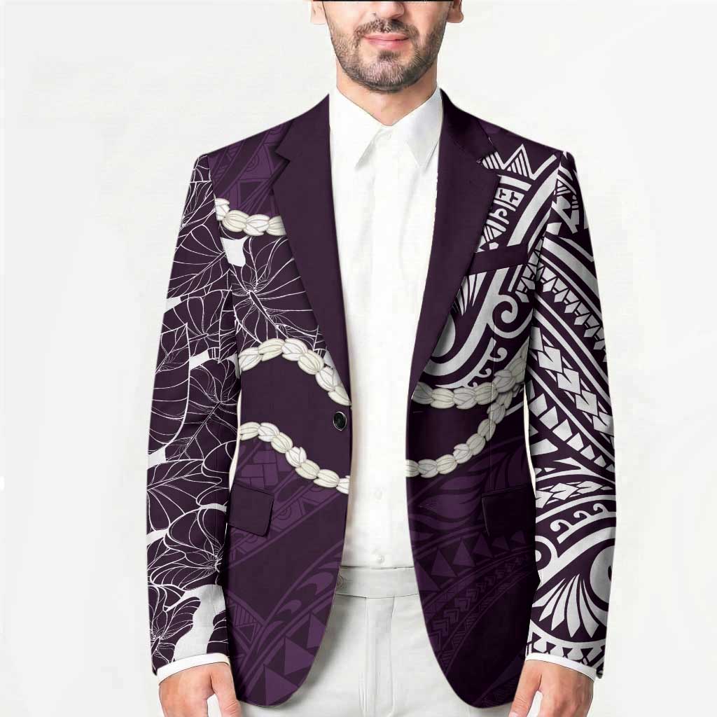 Aloha Hawaii Kalo Pikake Lei Blazer Chest Tattoo Purple Hawaiian Pattern LT14 - Polynesian Pride