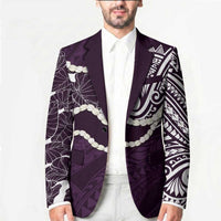 Aloha Hawaii Kalo Pikake Lei Blazer Chest Tattoo Purple Hawaiian Pattern LT14 - Polynesian Pride