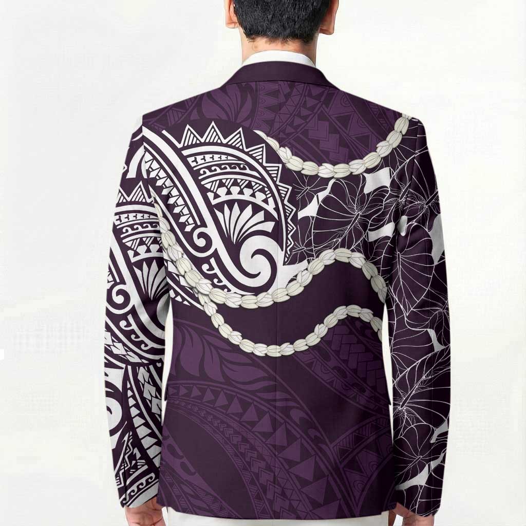 Aloha Hawaii Kalo Pikake Lei Blazer Chest Tattoo Purple Hawaiian Pattern LT14 - Polynesian Pride
