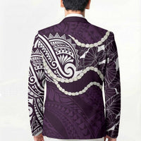 Aloha Hawaii Kalo Pikake Lei Blazer Chest Tattoo Purple Hawaiian Pattern LT14 - Polynesian Pride