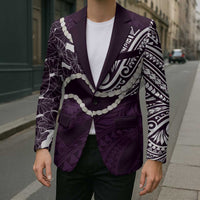 Aloha Hawaii Kalo Pikake Lei Blazer Chest Tattoo Purple Hawaiian Pattern LT14 - Polynesian Pride