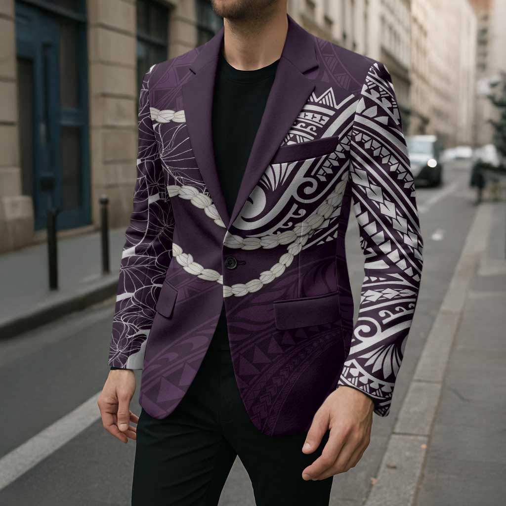 Aloha Hawaii Kalo Pikake Lei Blazer Chest Tattoo Purple Hawaiian Pattern LT14 - Polynesian Pride