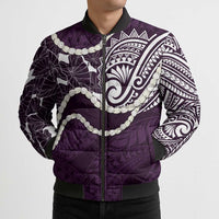 Aloha Hawaii Kalo Pikake Lei Bomber Puffer Jacket Chest Tattoo Purple Hawaiian Pattern LT14 - Polynesian Pride