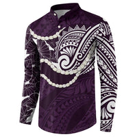 Aloha Hawaii Kalo Pikake Lei Button Sweatshirt Chest Tattoo Purple Hawaiian Pattern LT14 - Polynesian Pride