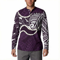 Aloha Hawaii Kalo Pikake Lei Button Sweatshirt Chest Tattoo Purple Hawaiian Pattern LT14 - Polynesian Pride
