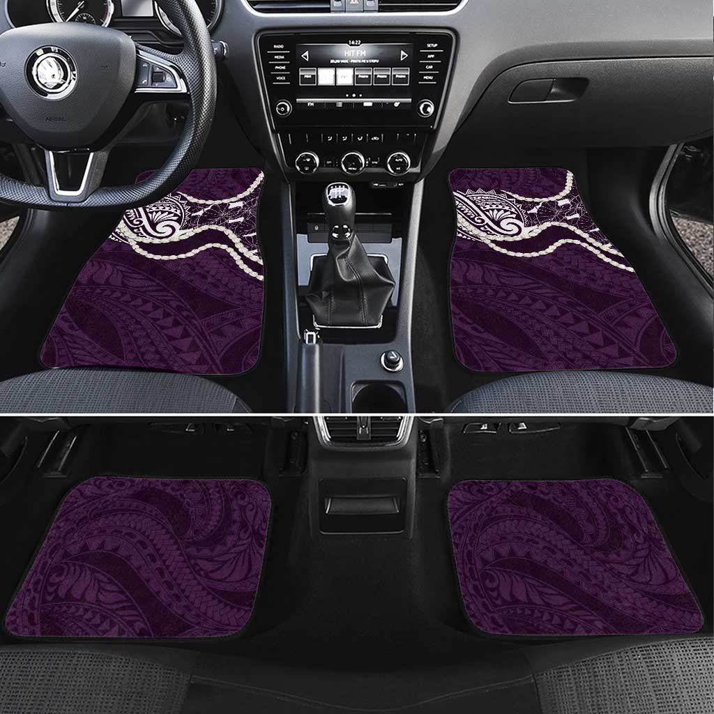 Aloha Hawaii Kalo Pikake Lei Car Mats Chest Tattoo Purple Hawaiian Pattern