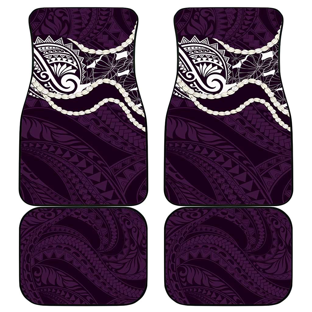 Aloha Hawaii Kalo Pikake Lei Car Mats Chest Tattoo Purple Hawaiian Pattern