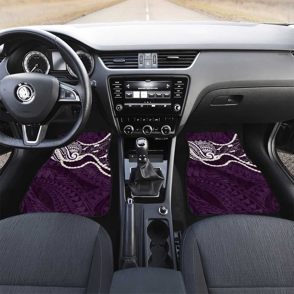 Aloha Hawaii Kalo Pikake Lei Car Mats Chest Tattoo Purple Hawaiian Pattern
