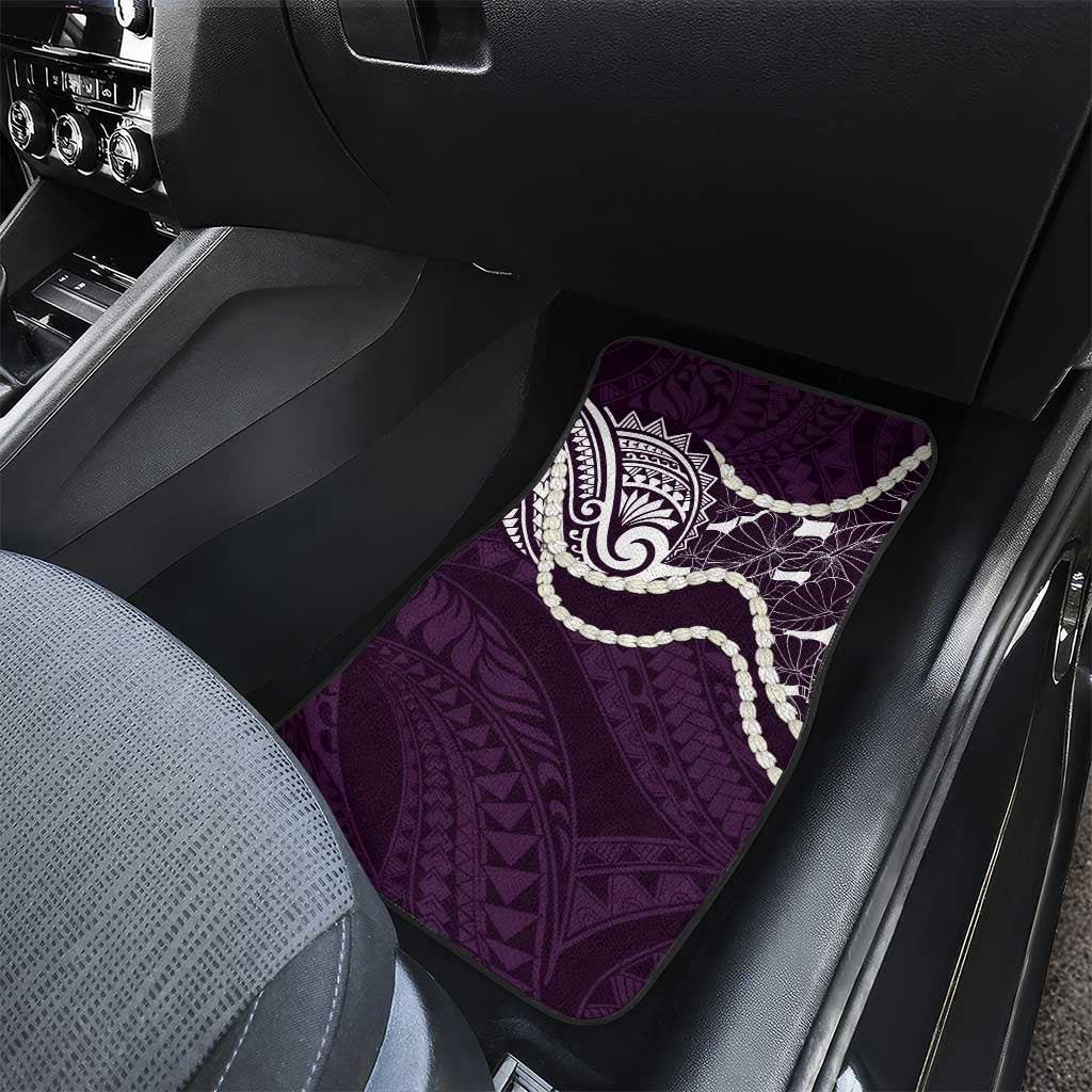 Aloha Hawaii Kalo Pikake Lei Car Mats Chest Tattoo Purple Hawaiian Pattern