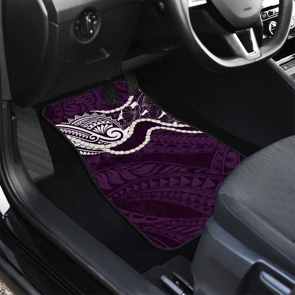 Aloha Hawaii Kalo Pikake Lei Car Mats Chest Tattoo Purple Hawaiian Pattern