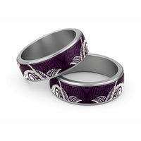 Aloha Hawaii Kalo Pikake Lei Classic Ring Chest Tattoo Purple Hawaiian Pattern LT14 Sliver Purple - Polynesian Pride