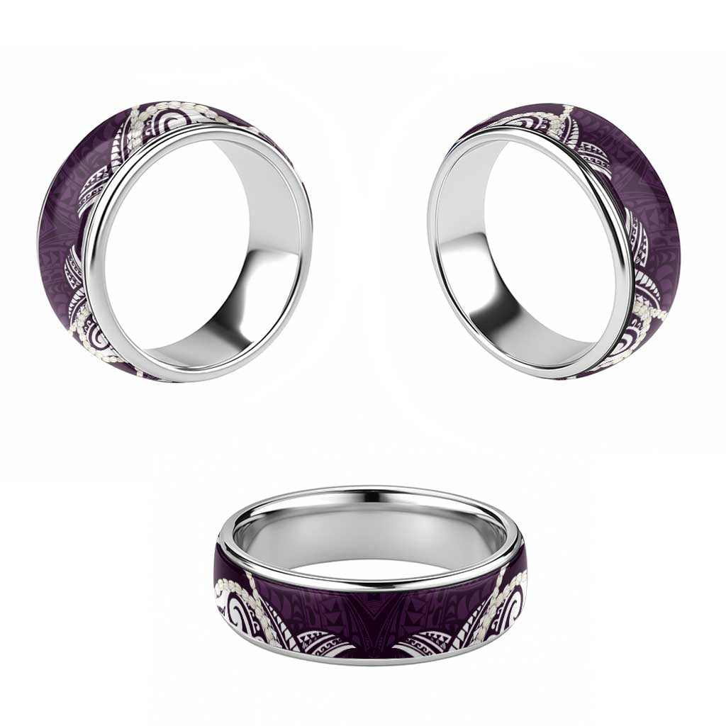 Aloha Hawaii Kalo Pikake Lei Classic Ring Chest Tattoo Purple Hawaiian Pattern LT14 - Polynesian Pride