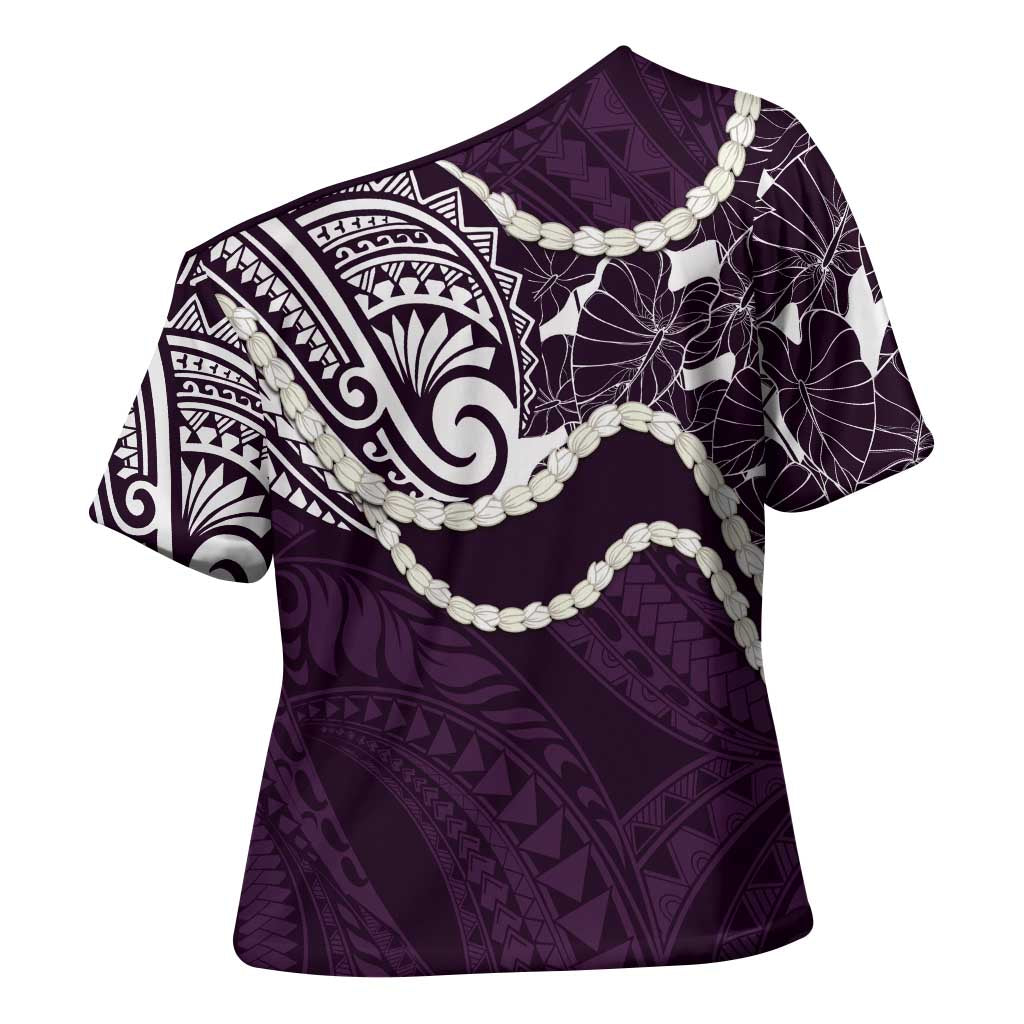 Aloha Hawaii Kalo Pikake Lei Cross Shoulder Shirt Chest Tattoo Purple Hawaiian Pattern LT14 - Polynesian Pride