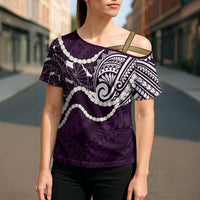 Aloha Hawaii Kalo Pikake Lei Cross Shoulder Shirt Chest Tattoo Purple Hawaiian Pattern LT14 - Polynesian Pride