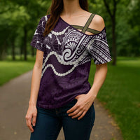 Aloha Hawaii Kalo Pikake Lei Cross Shoulder Shirt Chest Tattoo Purple Hawaiian Pattern LT14 - Polynesian Pride