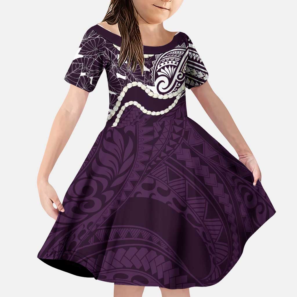 Aloha Hawaii Kalo Pikake Lei Family Matching Long Sleeve Bodycon Dress and Hawaiian Shirt Chest Tattoo Purple Hawaiian Pattern