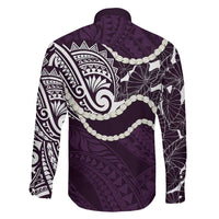 Aloha Hawaii Kalo Pikake Lei Family Matching Short Sleeve Bodycon Dress and Hawaiian Shirt Chest Tattoo Purple Hawaiian Pattern