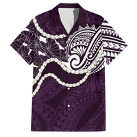 Aloha Hawaii Kalo Pikake Lei Family Matching Summer Maxi Dress and Hawaiian Shirt Chest Tattoo Purple Hawaiian Pattern