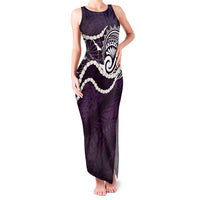Aloha Hawaii Kalo Pikake Lei Family Matching Tank Maxi Dress and Hawaiian Shirt Chest Tattoo Purple Hawaiian Pattern