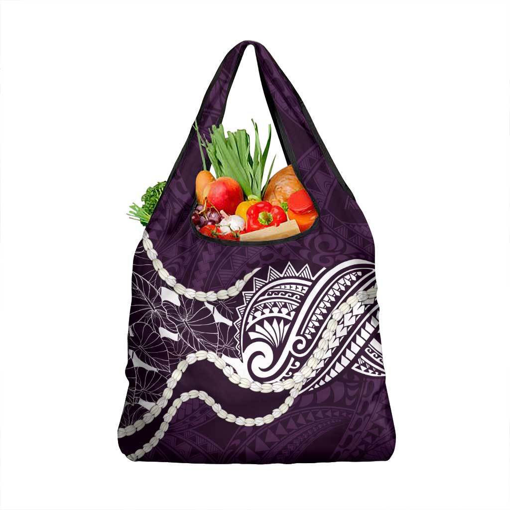 Aloha Hawaii Kalo Pikake Lei Grocery Bag Chest Tattoo Purple Hawaiian Pattern LT14 1-pack One Size Purple - Polynesian Pride