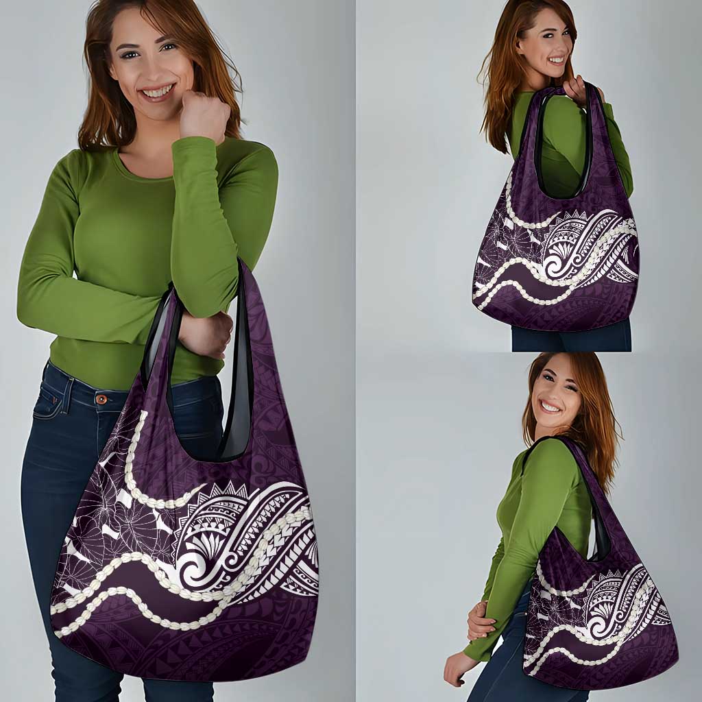 Aloha Hawaii Kalo Pikake Lei Grocery Bag Chest Tattoo Purple Hawaiian Pattern LT14 - Polynesian Pride