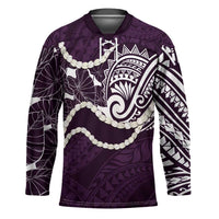 Aloha Hawaii Kalo Pikake Lei Hockey Jersey Chest Tattoo Purple Hawaiian Pattern LT14 Unisex Purple - Polynesian Pride