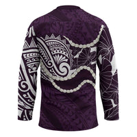 Aloha Hawaii Kalo Pikake Lei Hockey Jersey Chest Tattoo Purple Hawaiian Pattern LT14 - Polynesian Pride